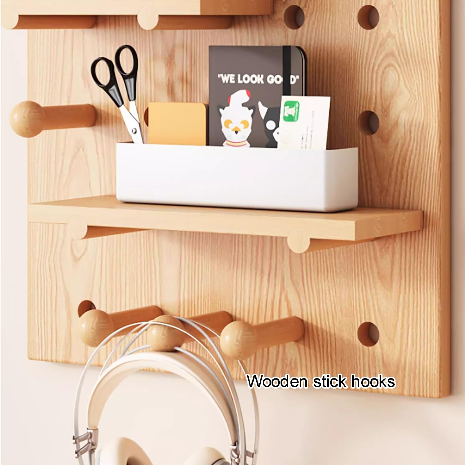 Amazon | 壁掛けディスプレイペグボードキット、木製ペグボード